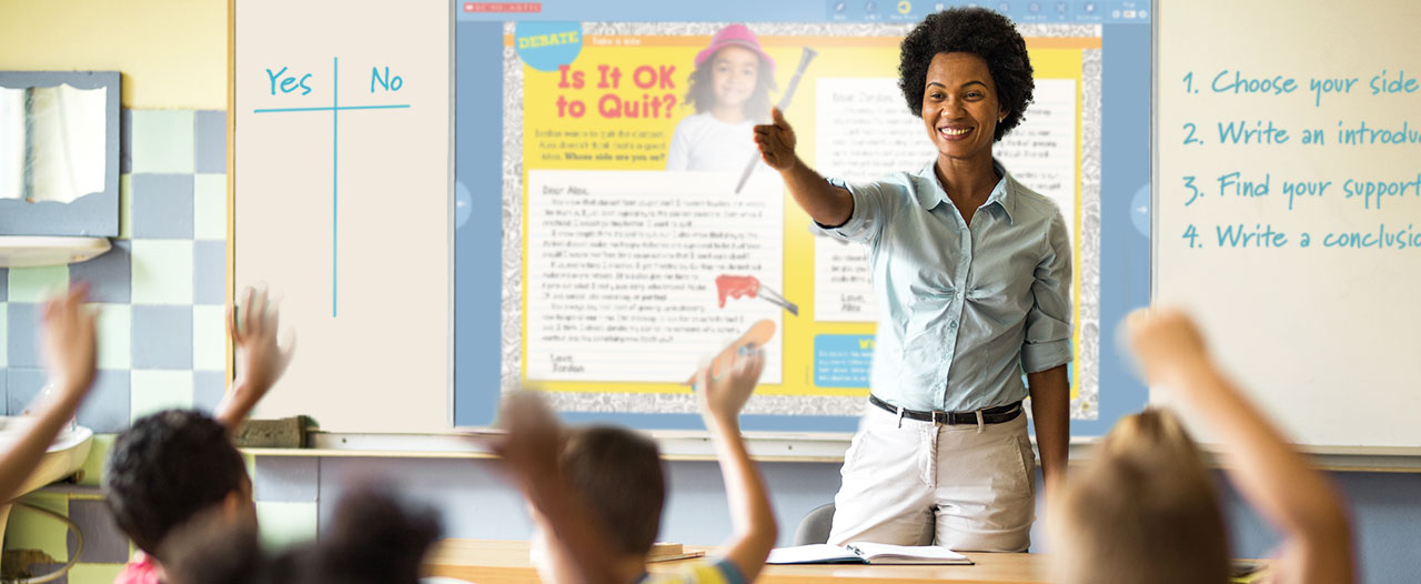 A teacher picking a student to call on in class